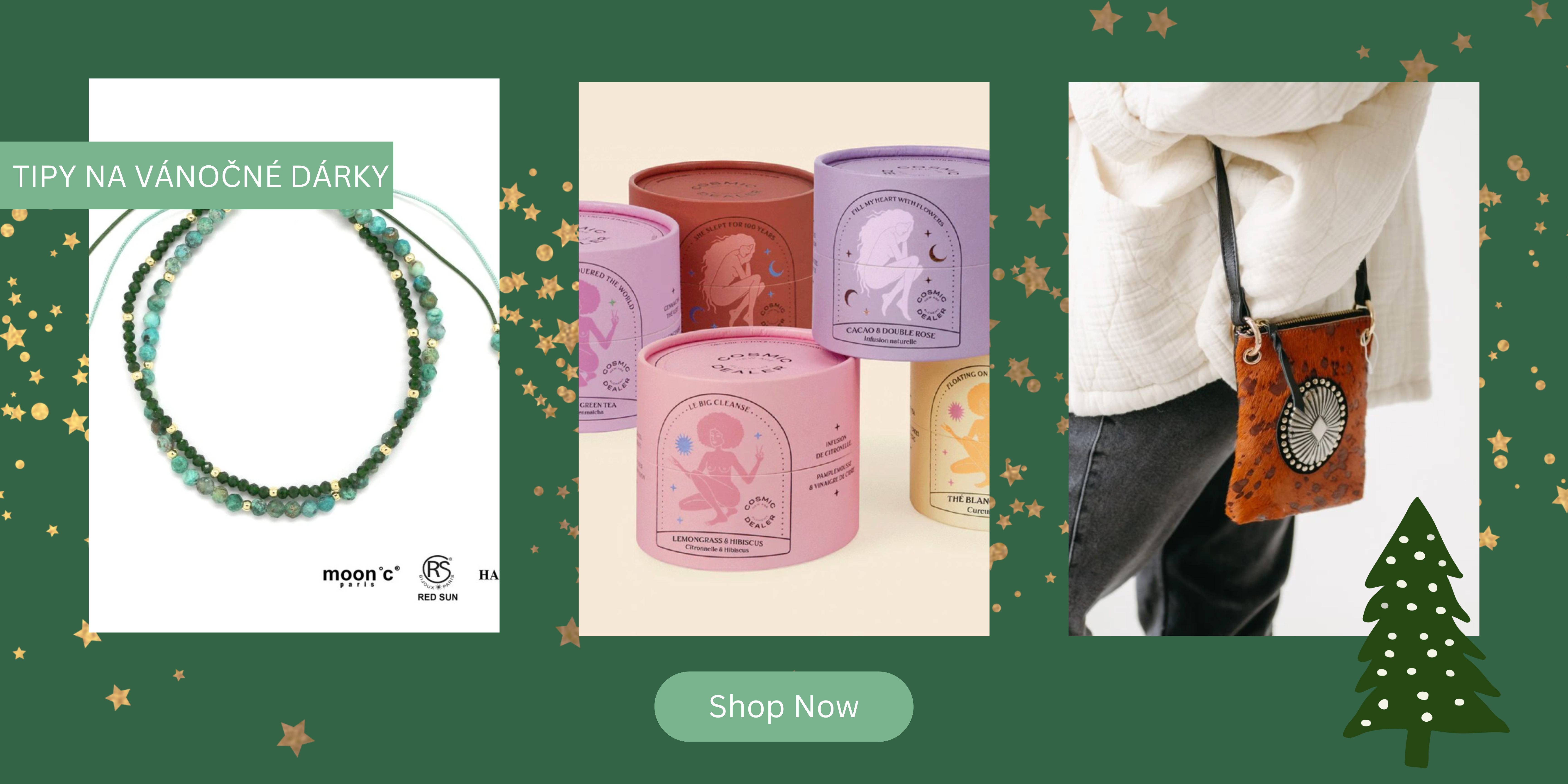 Red And Green Minimalist Christmas Gift Shop Banner 